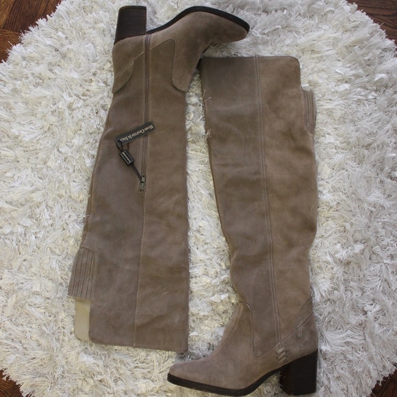 Made in Italy Shoes - Genuine Leather Suede Tan Thigh High Boots
